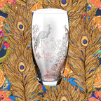 Personalised Peacock Crystal Barrel Vase