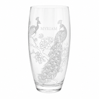 Personalised Peacock Crystal Barrel Vase