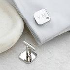 Personalised Men's Square Cufflink with Crystal