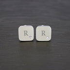 Personalised Men's Square Cufflink with Crystal