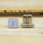 Personalised Men's Square Cufflink with Crystal