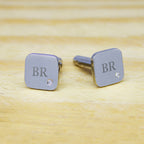 Personalised Men's Square Cufflink with Crystal