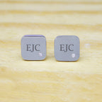 Personalised Men's Square Cufflink with Crystal