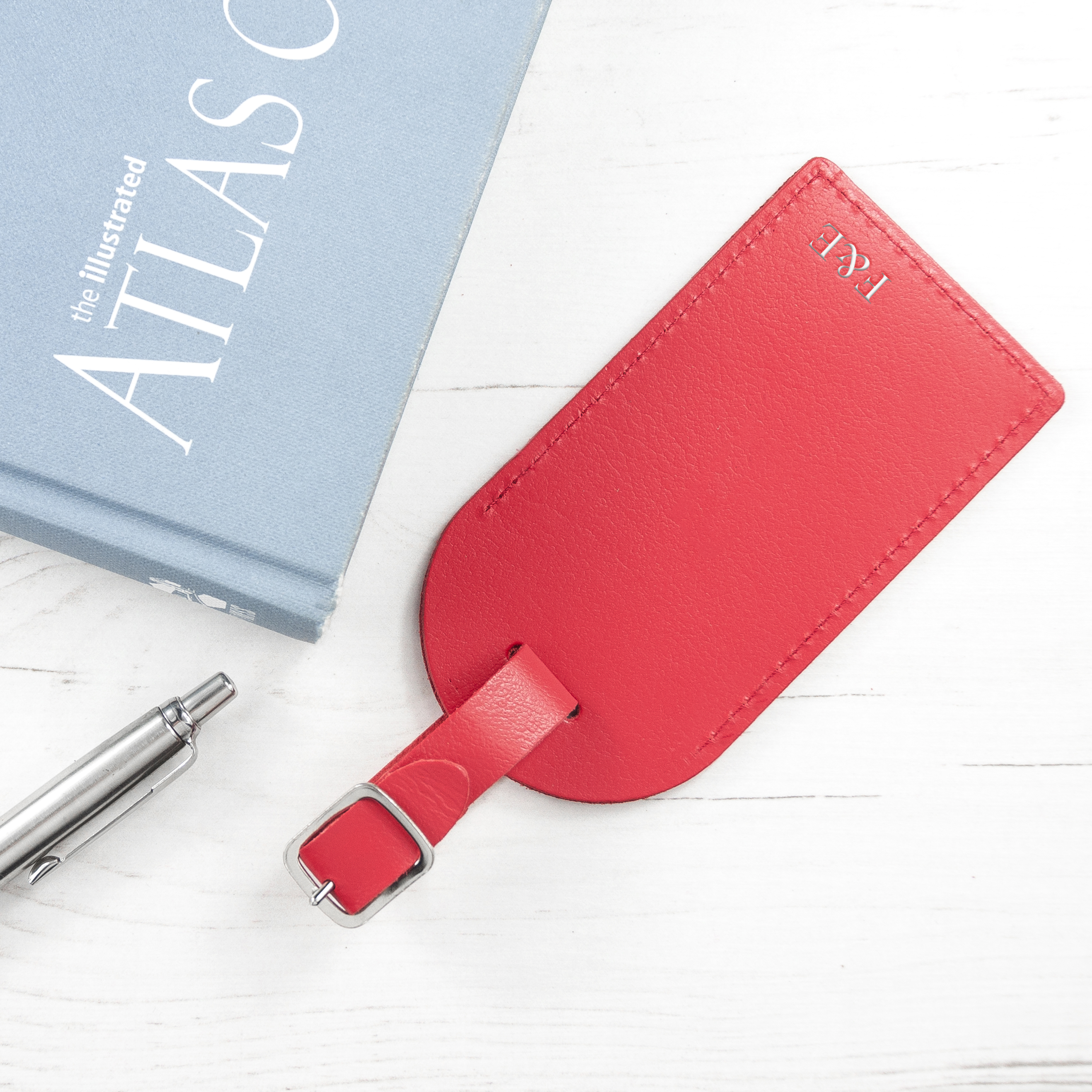 Personalised Red Foiled Leather Luggage Tag