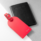 Personalised Red Foiled Leather Luggage Tag