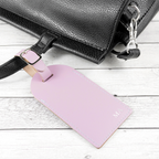 Personalised Lilac Foiled Leather Luggage Tag
