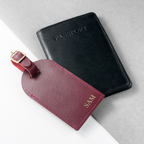 Personalised Burgundy Foiled Leather Luggage Tag