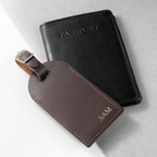 Personalised Brown Foiled Leather Luggage Tag