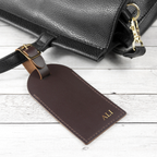 Personalised Brown Foiled Leather Luggage Tag