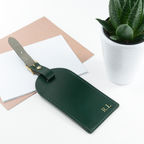 Personalised Dark Green Foiled Leather Luggage Tag