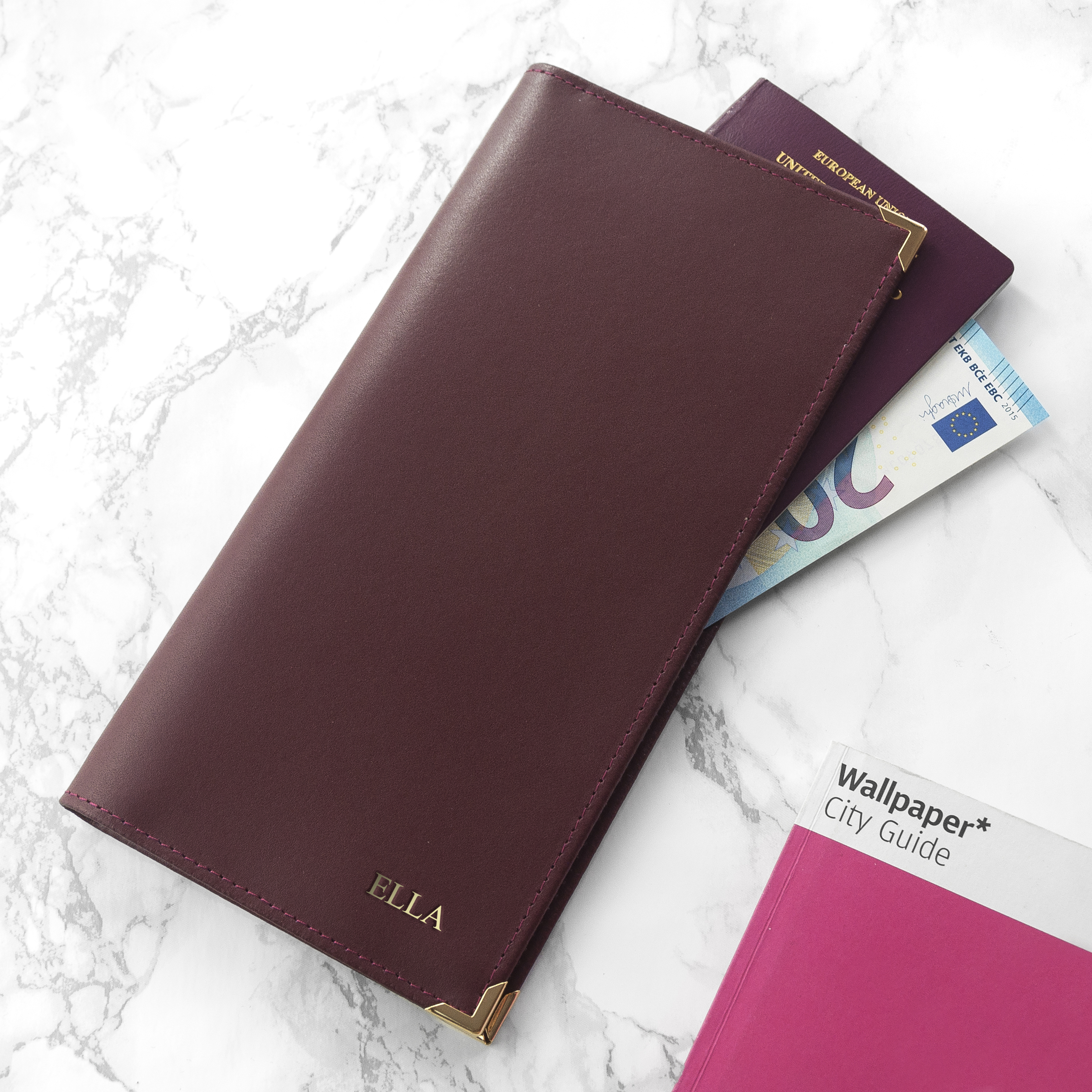 Personalised Luxury Leather Travel Wallet