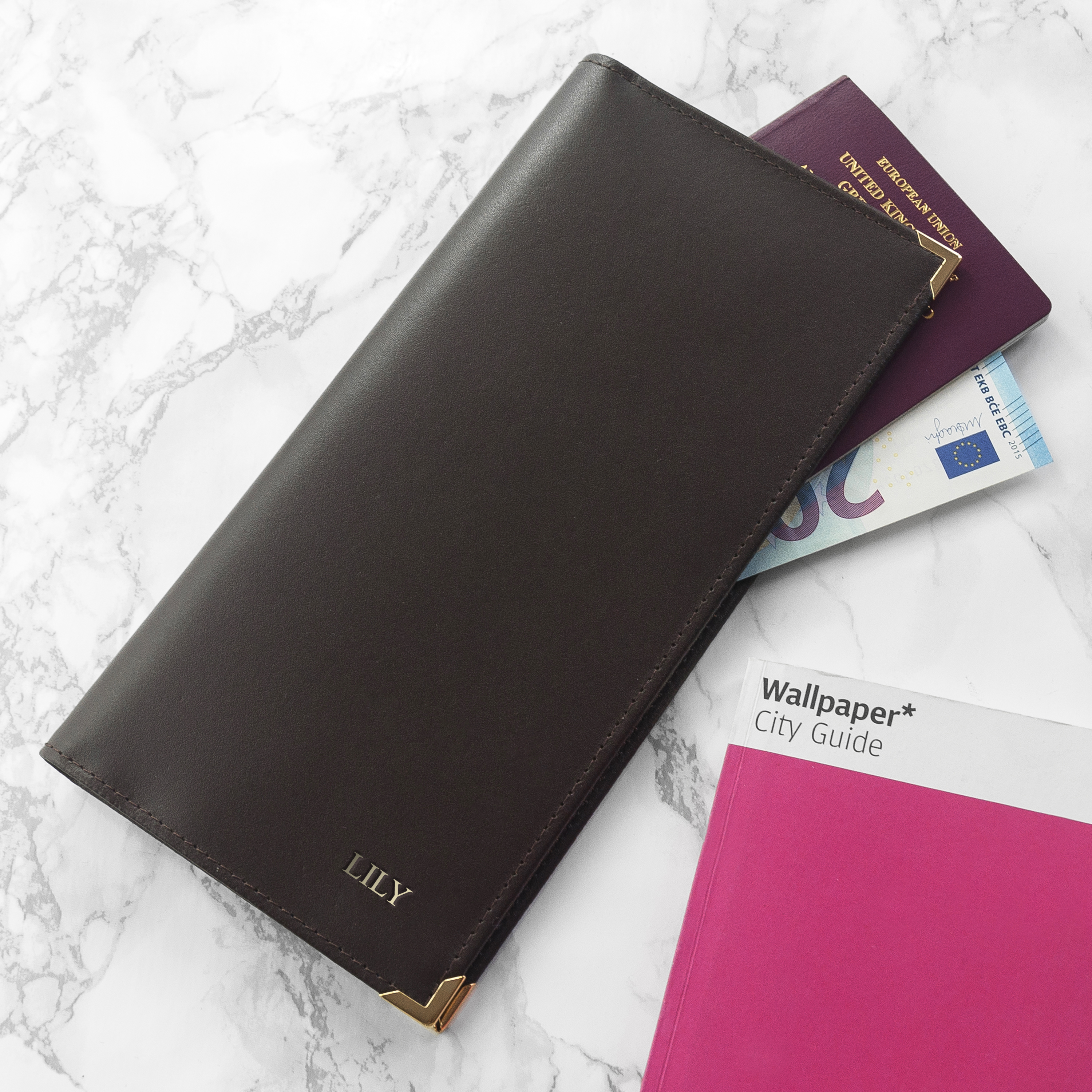 Personalised Luxury Leather Travel Wallet