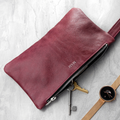Monogrammed Burgundy Leather Clutch Bag
