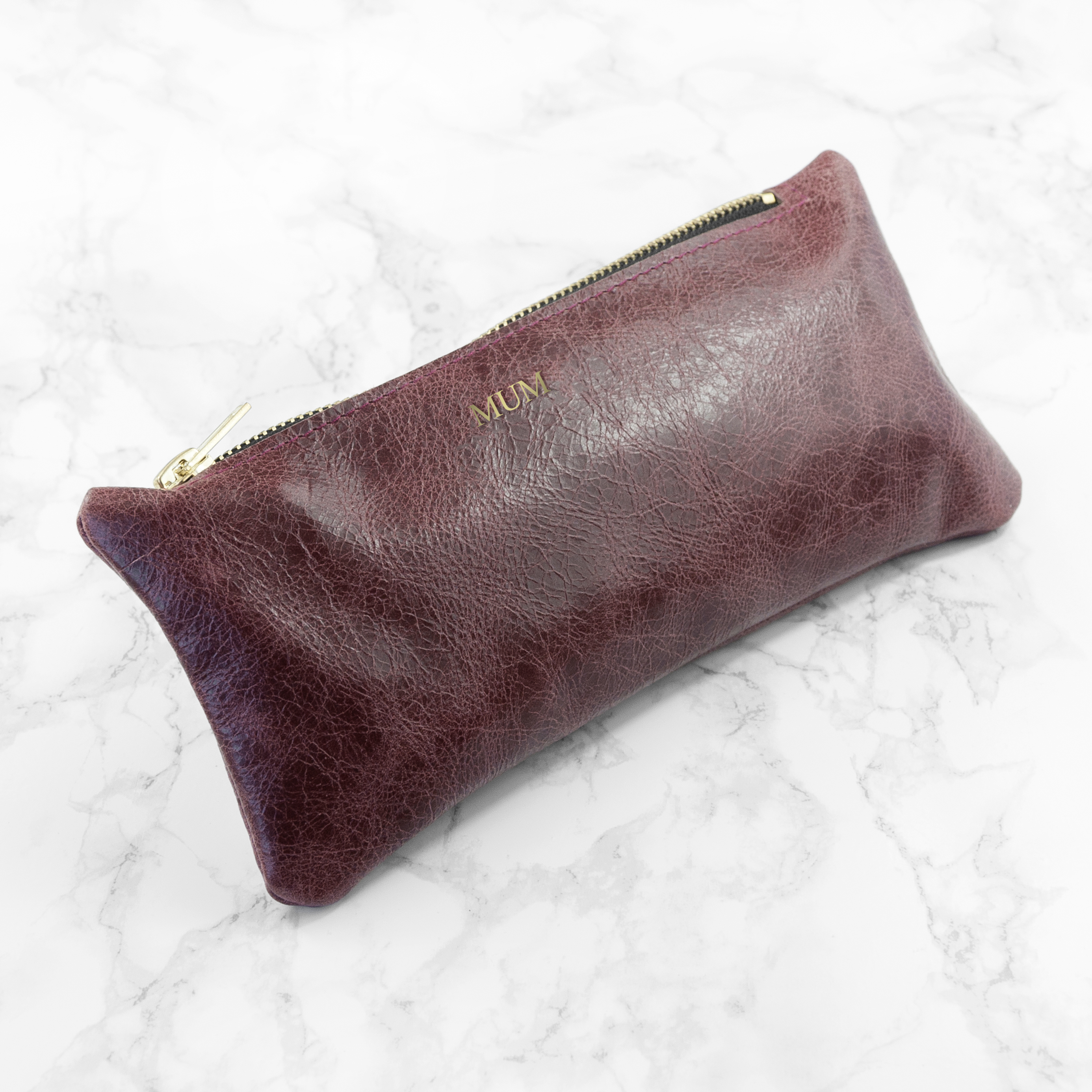 Luxury Slimline Leather Clutch in Burgundy