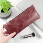 Luxury Slimline Leather Clutch in Burgundy