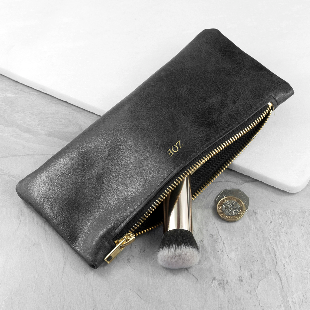 Luxury Slimline Leather Clutch in Black