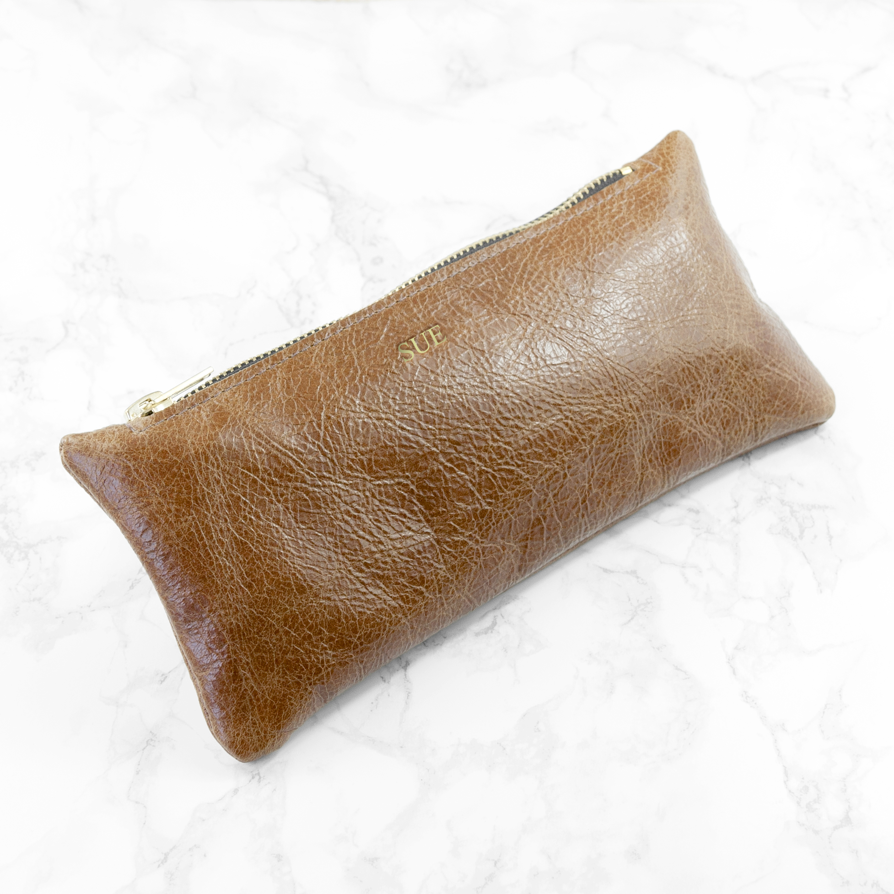 Luxury Slimline Leather Clutch in Tan