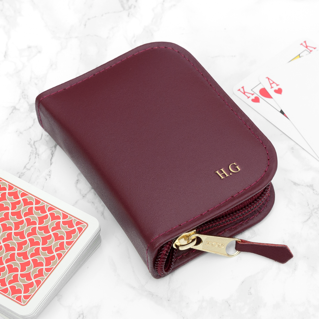 Personalised Leather Playing Card Case