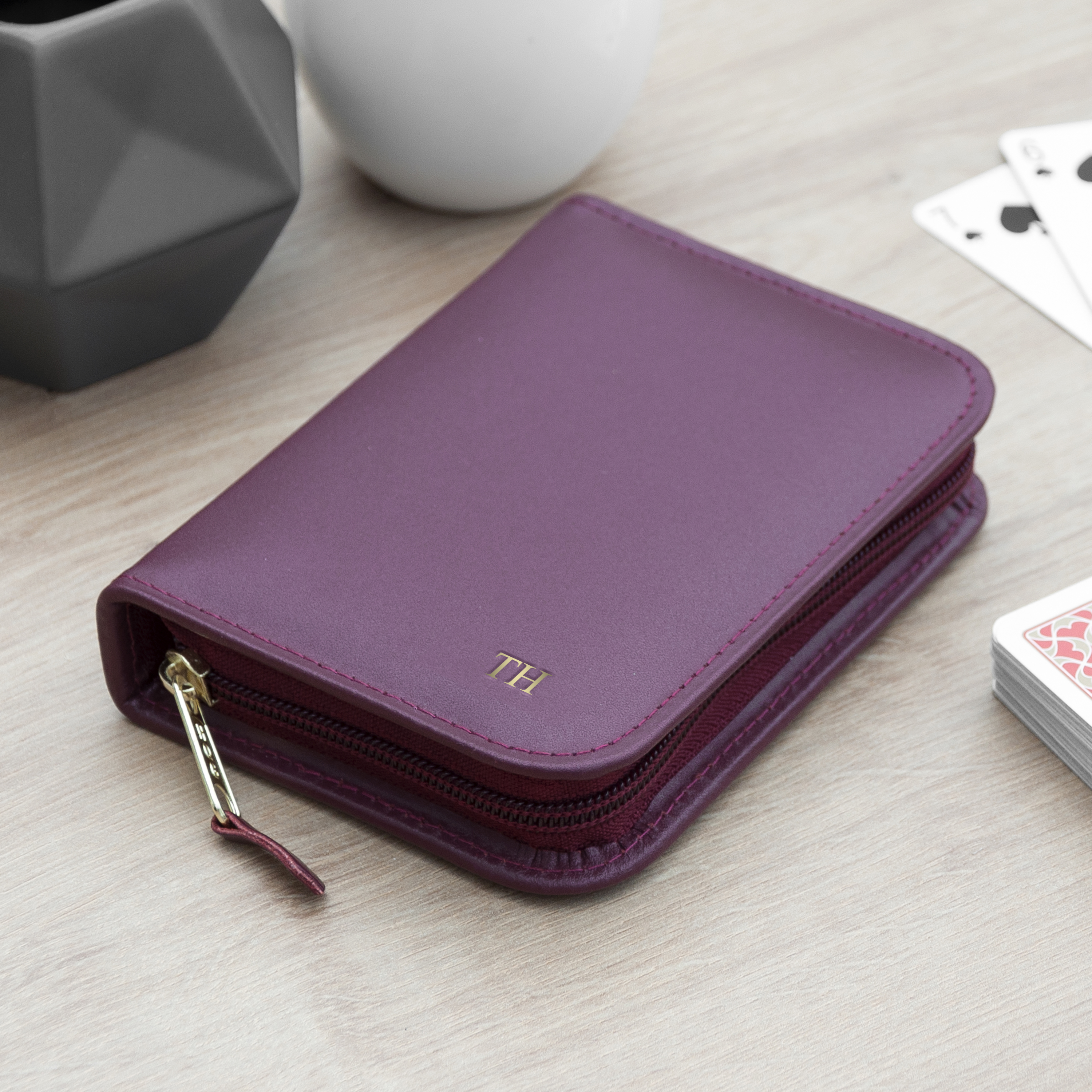 Personalised Leather Double Playing Card Case