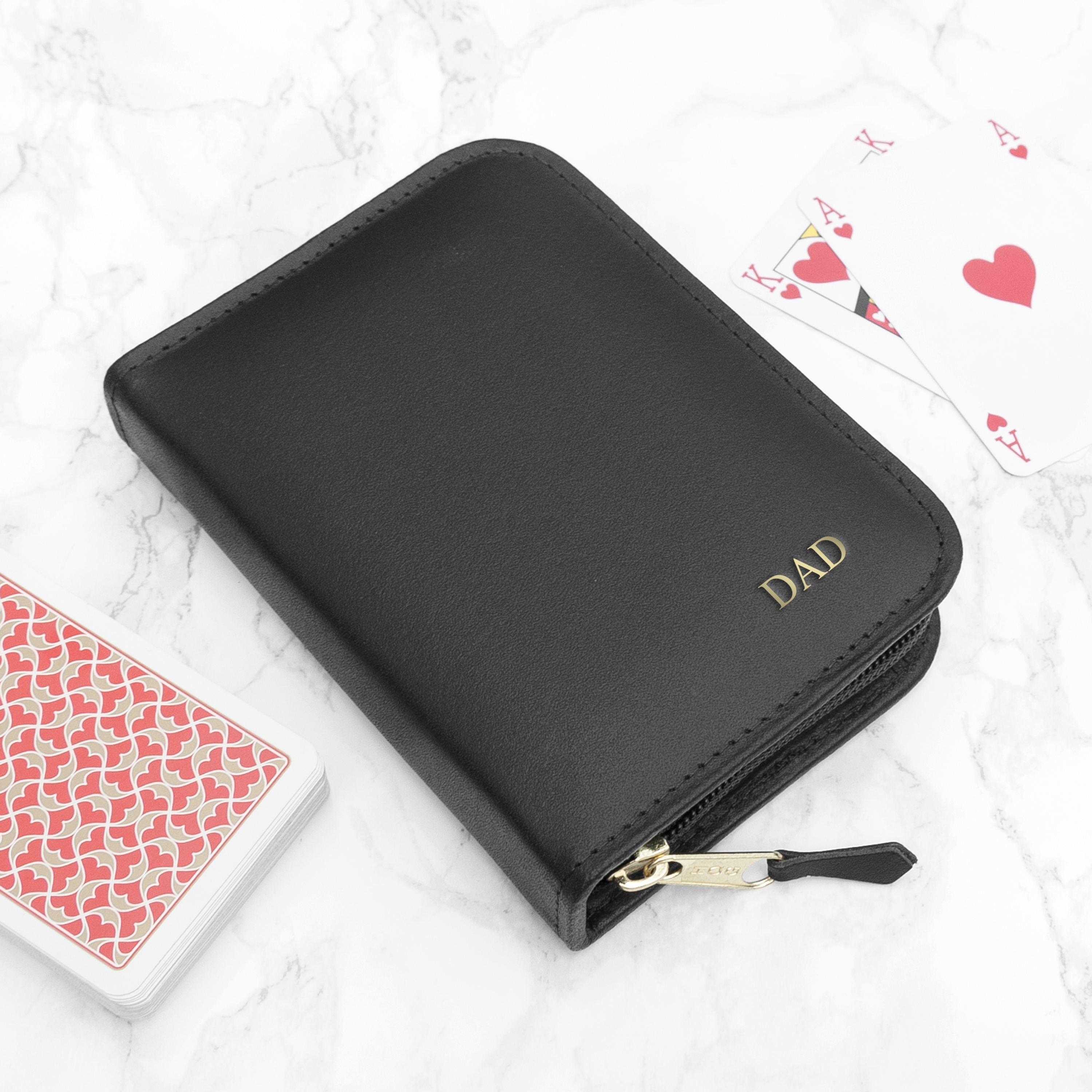 Personalised Leather Double Playing Card Case