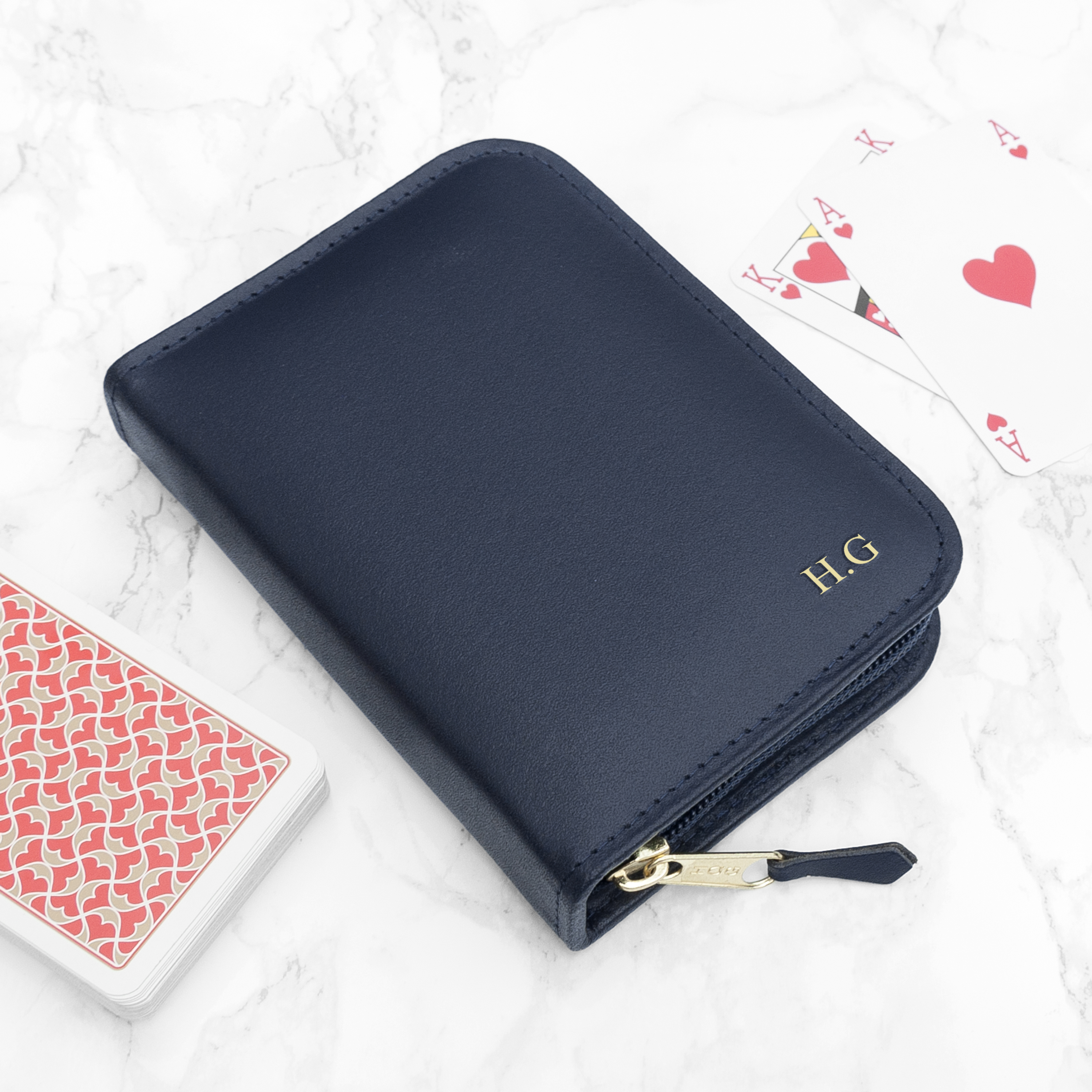 Personalised Leather Double Playing Card Case