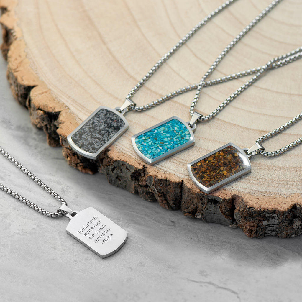 Personalised Men's Semi Precious Gemstone Pendant Necklace