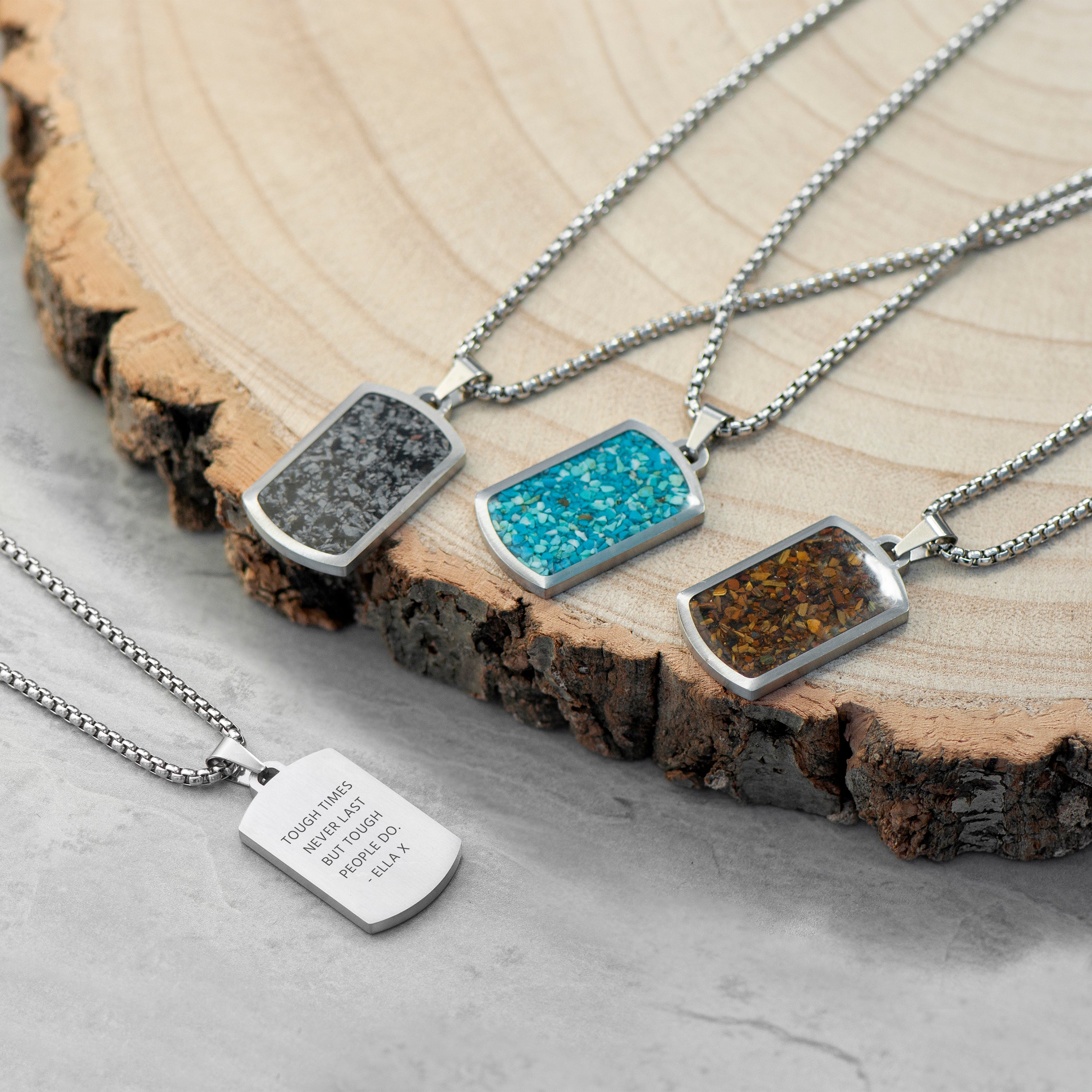 Personalised Men's Semi Precious Gemstone Pendant Necklace