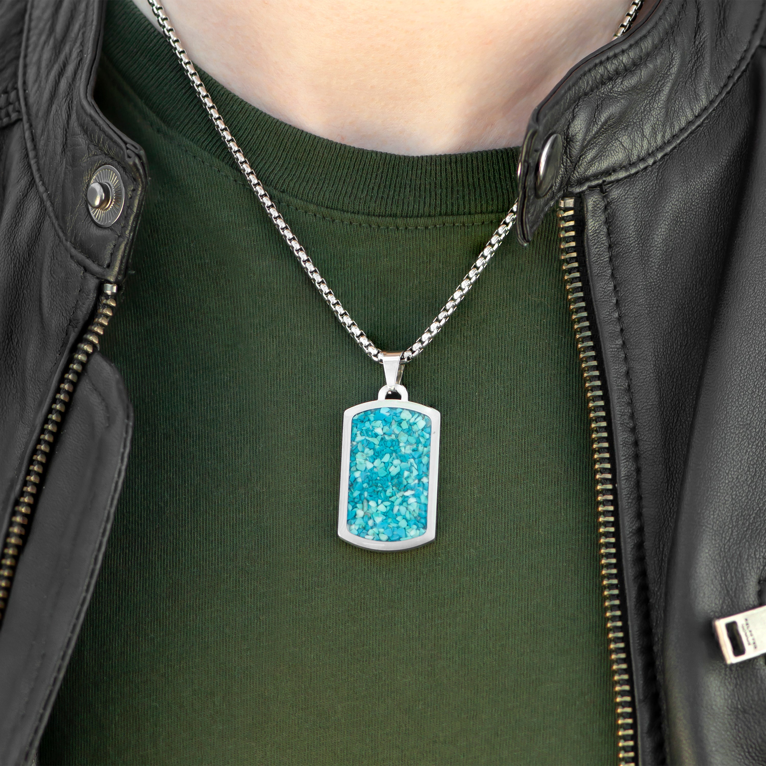 Personalised Men's Semi Precious Gemstone Pendant Necklace