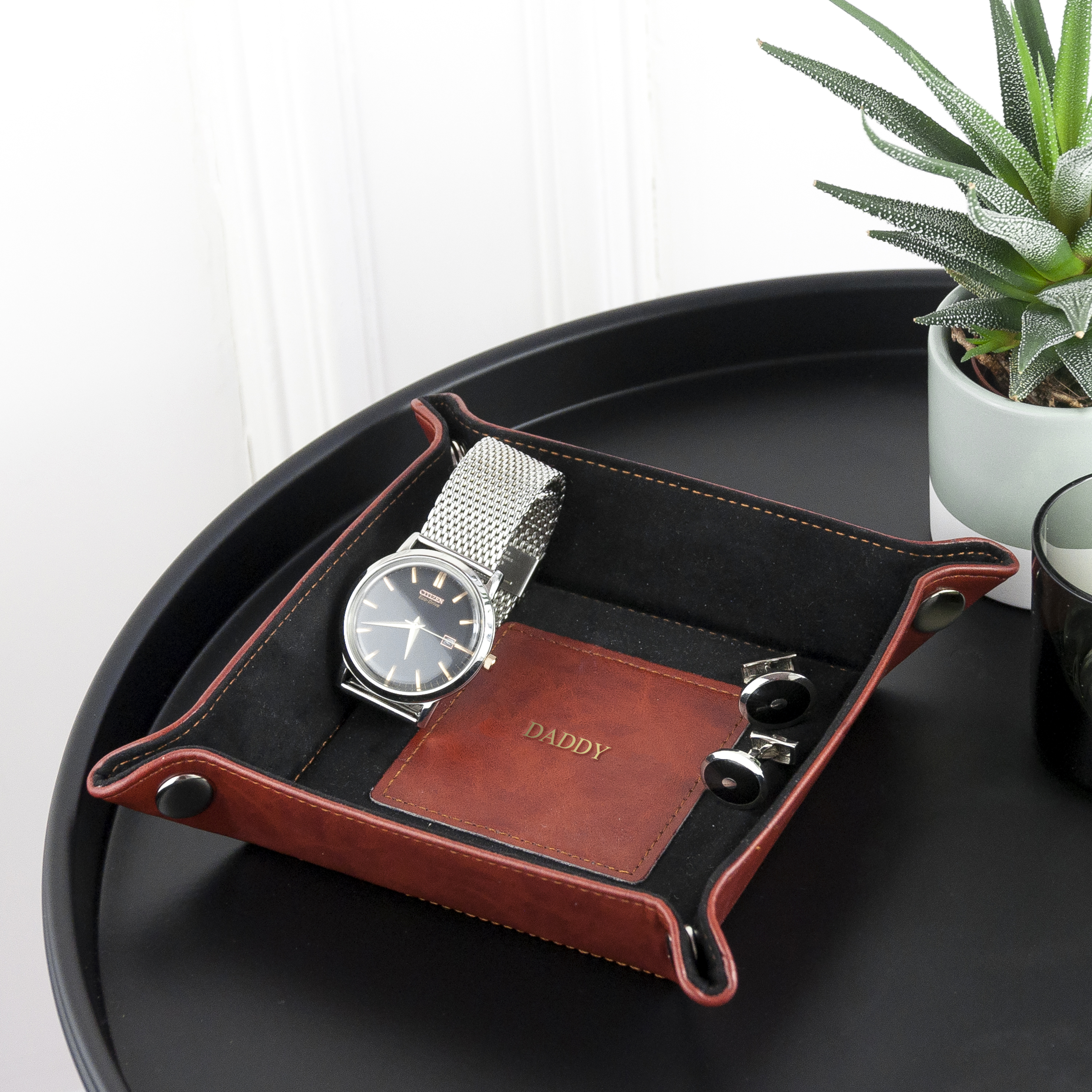 Personalised Dad's Luxury Brown Valet Tray