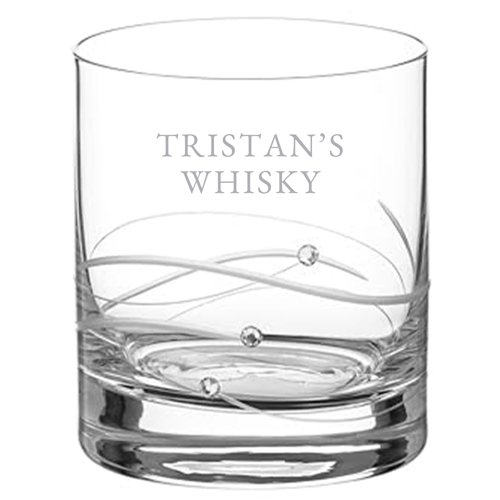 Personalised Flowing Wave Crystal Glass Tumbler with Swarovski Crystals