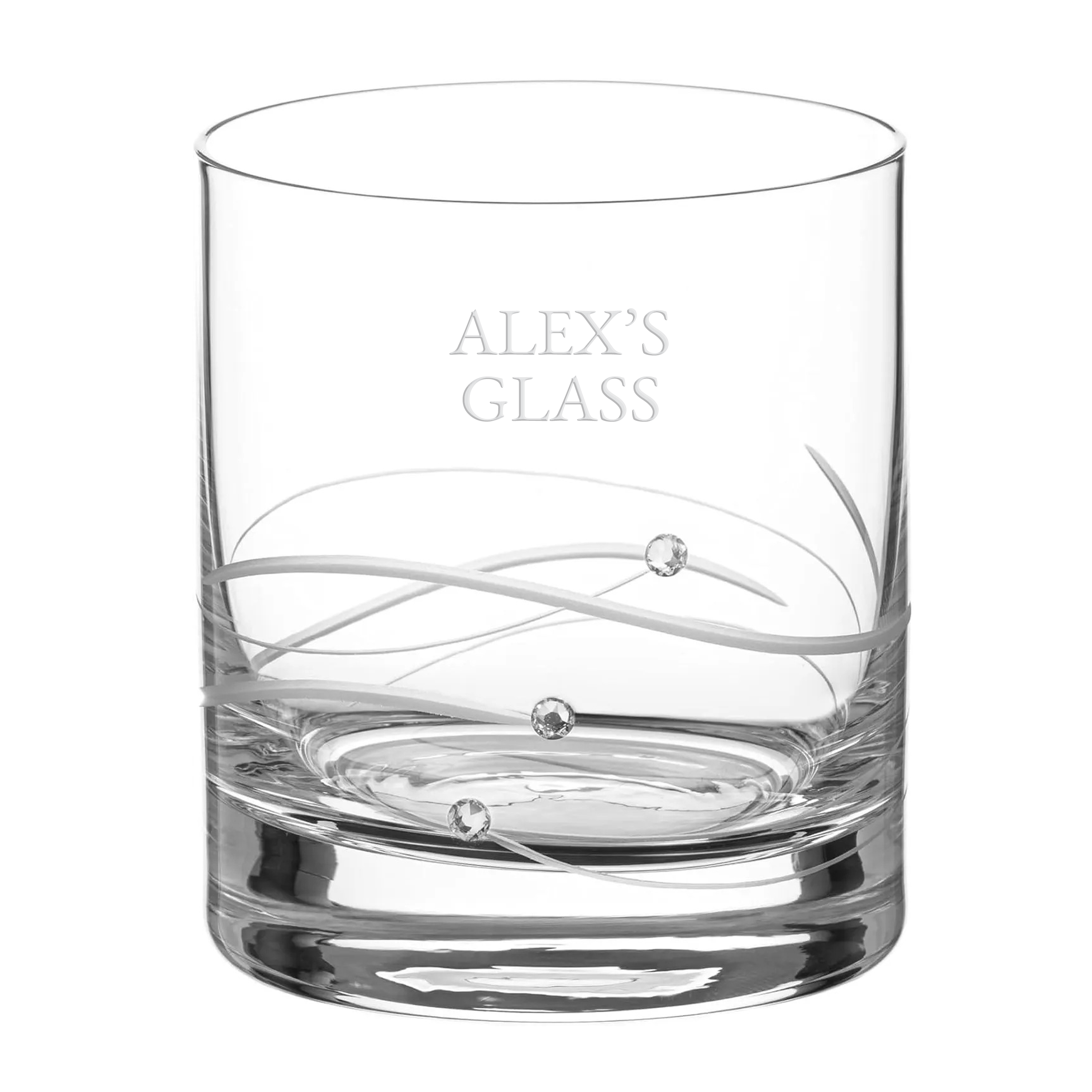 Personalised Flowing Wave Crystal Glass Tumbler with Swarovski Crystals