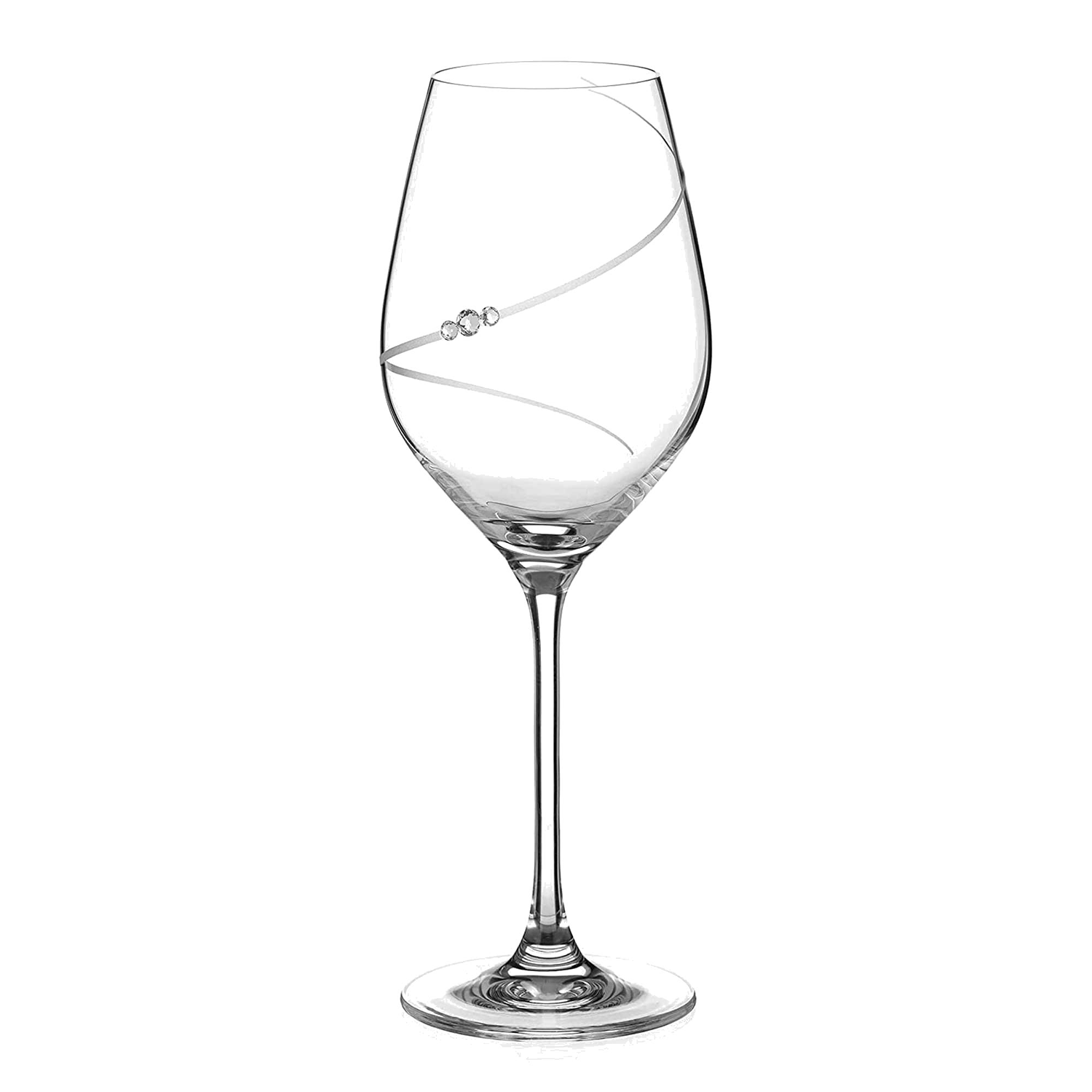 Personalised Helical Twist White Wine Glass with Swarovski Crystals