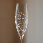 Personalised Floral Crystal Champagne Flutes - Set of Two