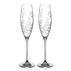 Personalised Floral Crystal Champagne Flutes - Set of Two