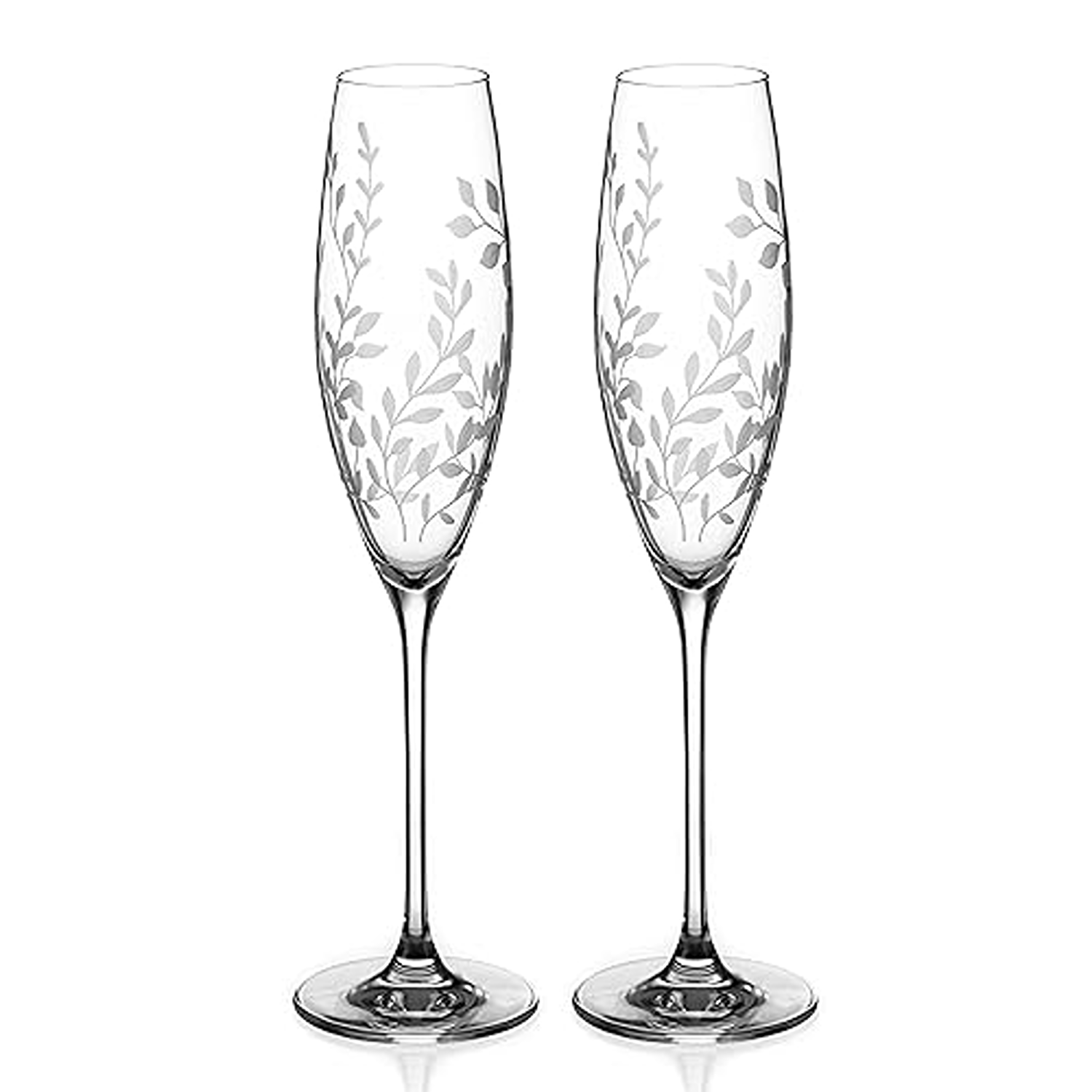 Personalised Floral Crystal Champagne Flutes - Set of Two