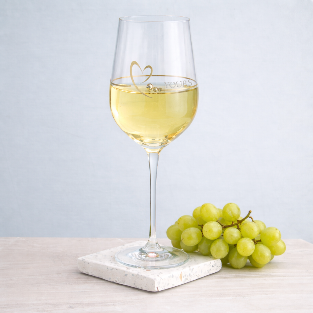 Personalised Golden Heart Wine Glass with Swarovski Crystals