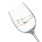 Personalised Golden Heart Wine Glass with Swarovski Crystals