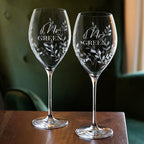 Personalised Floral Crystal Wine Glasses - Set of Two
