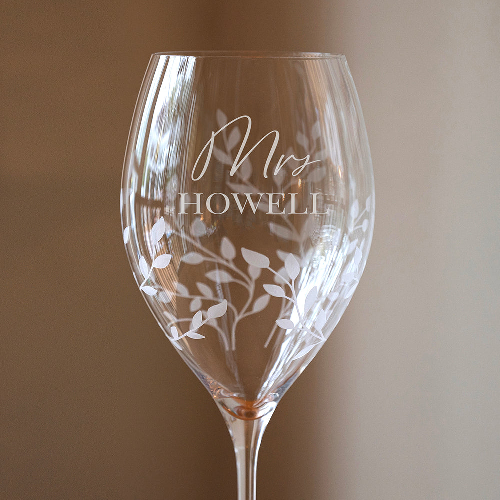 Personalised Floral Crystal Wine Glasses - Set of Two