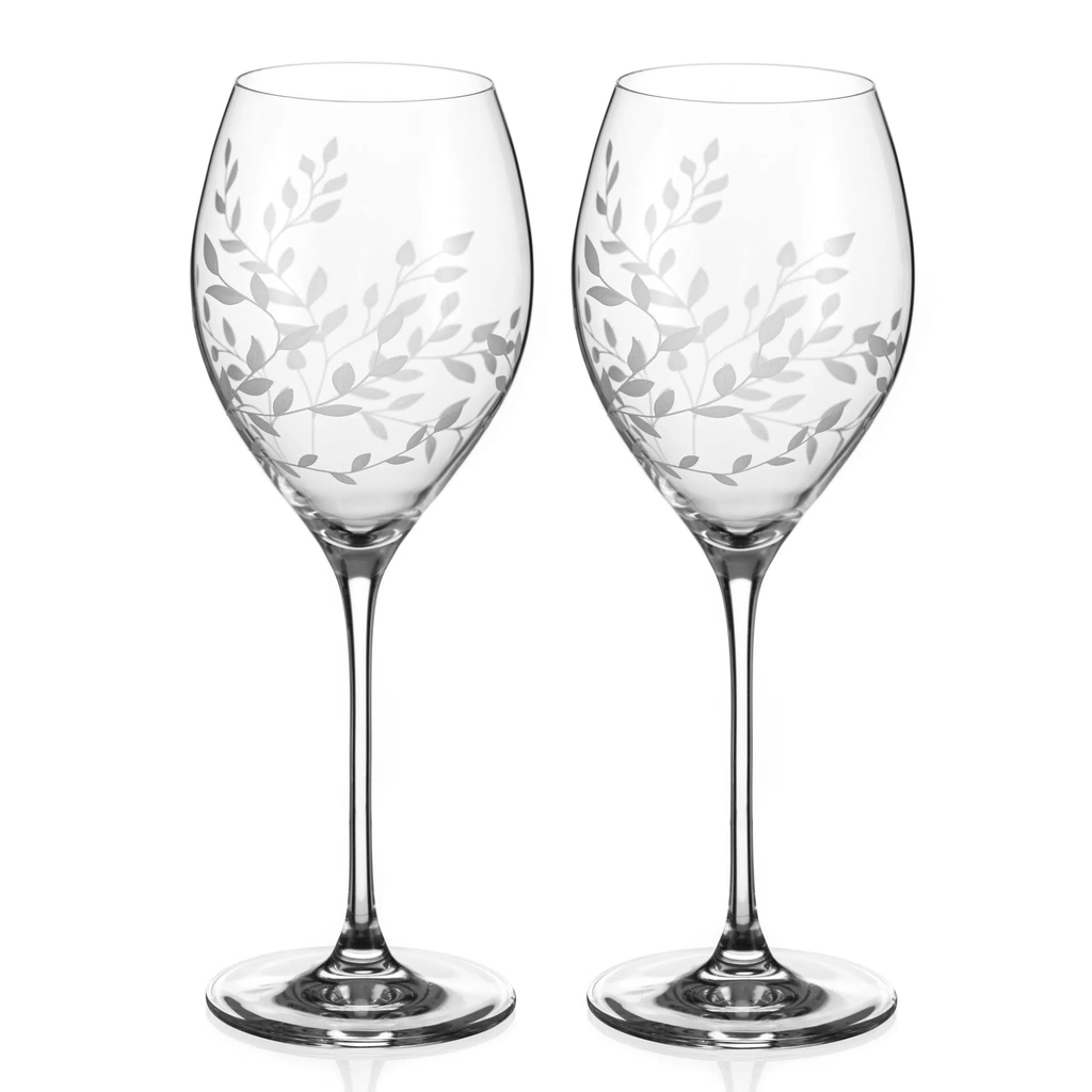 Personalised Floral Crystal Wine Glasses - Set of Two