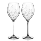 Personalised Floral Crystal Wine Glasses - Set of Two