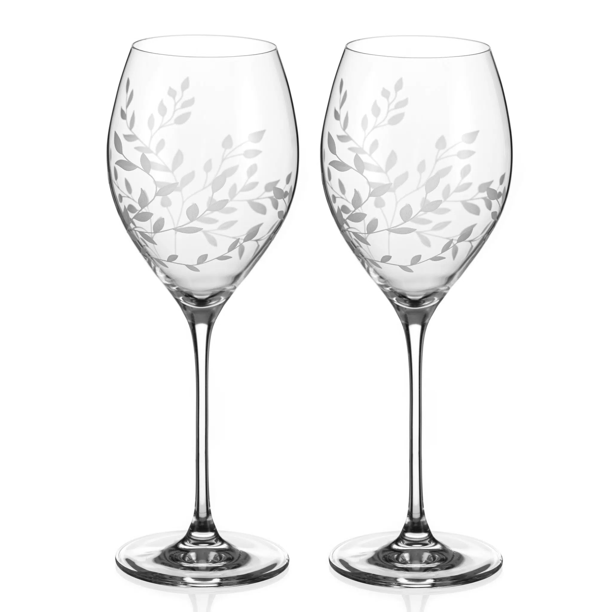 Personalised Floral Crystal Wine Glasses - Set of Two