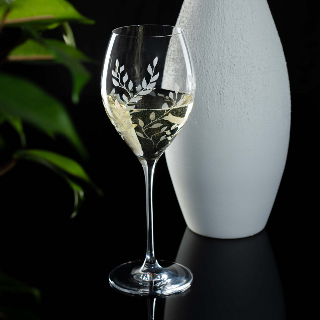 Personalised Floral Crystal Wine Glasses - Set of Two