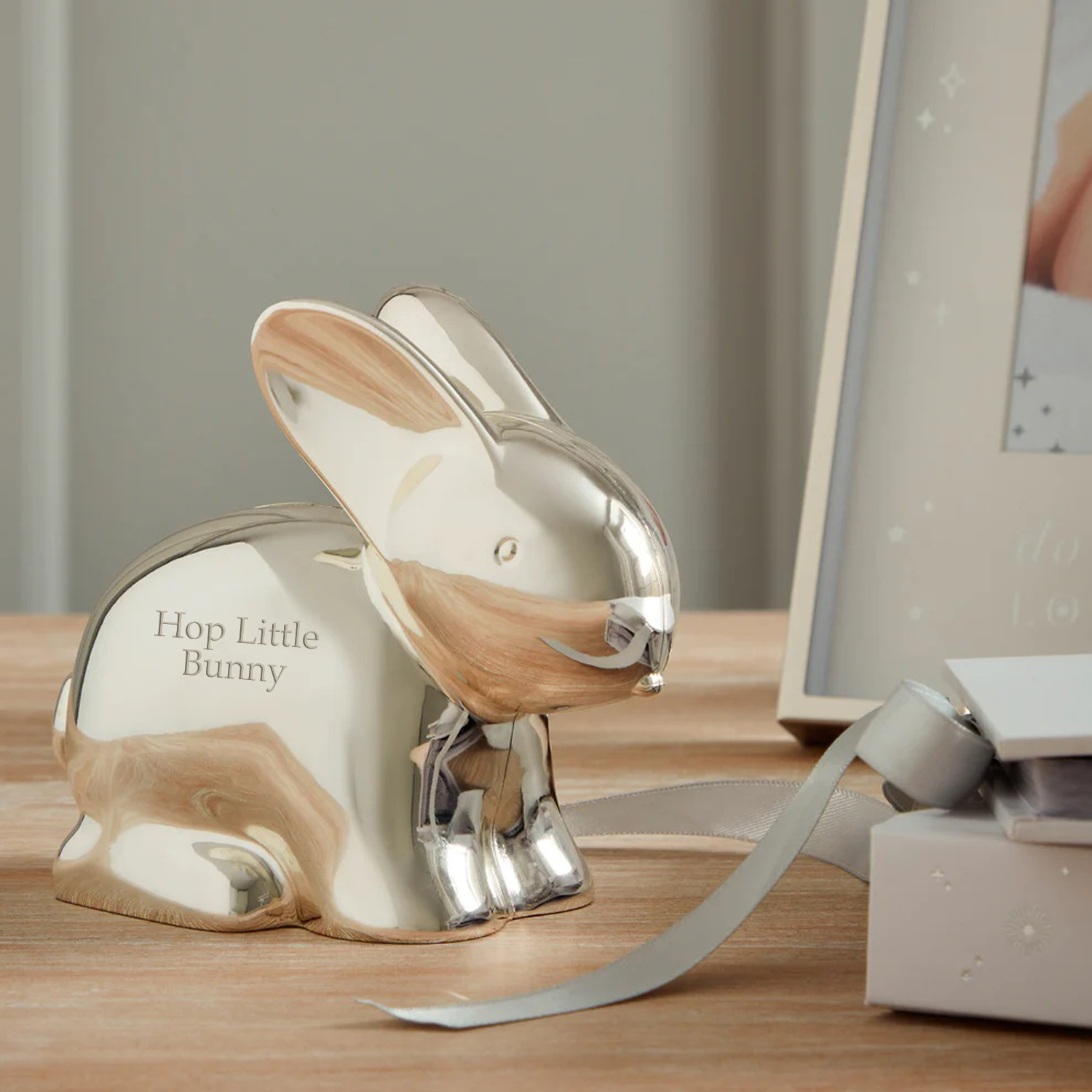 Personalised Silver Plated Rabbit Money Box
