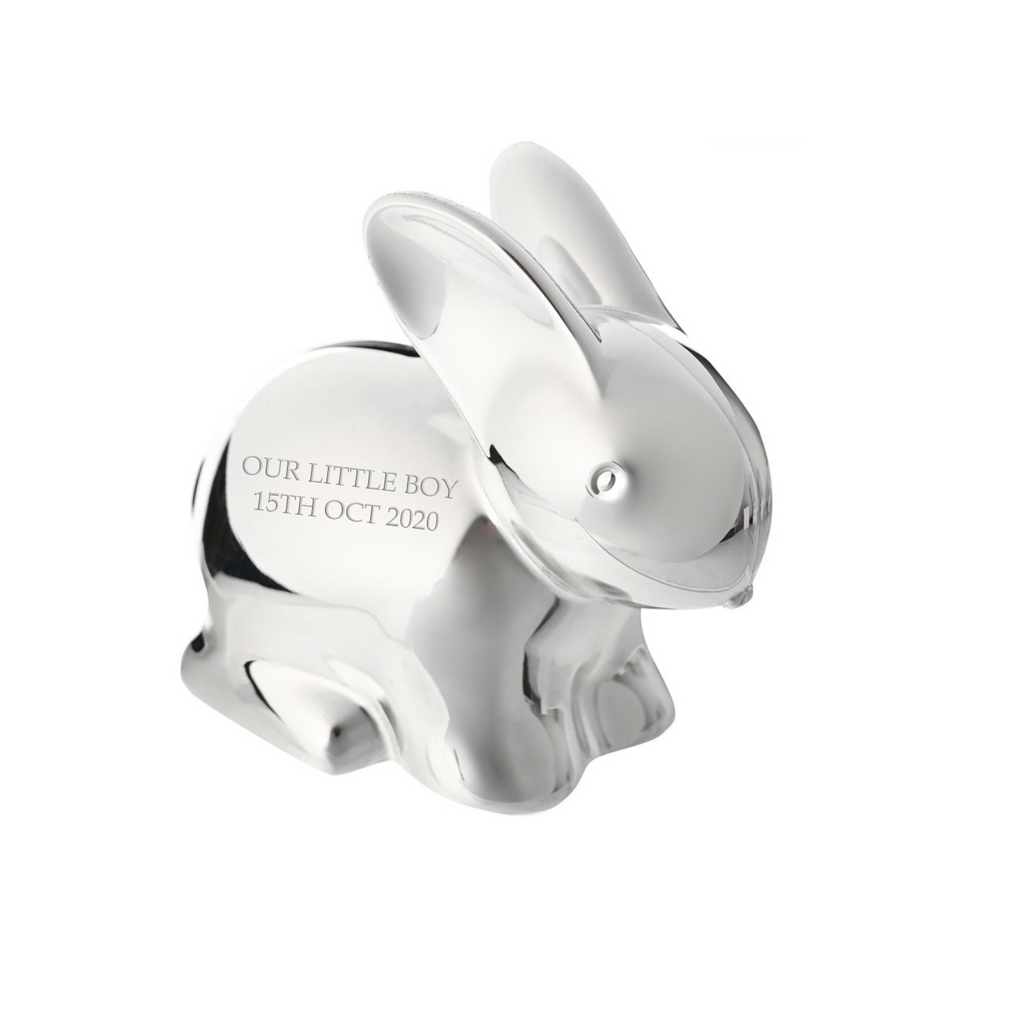 Personalised Silver Plated Rabbit Money Box