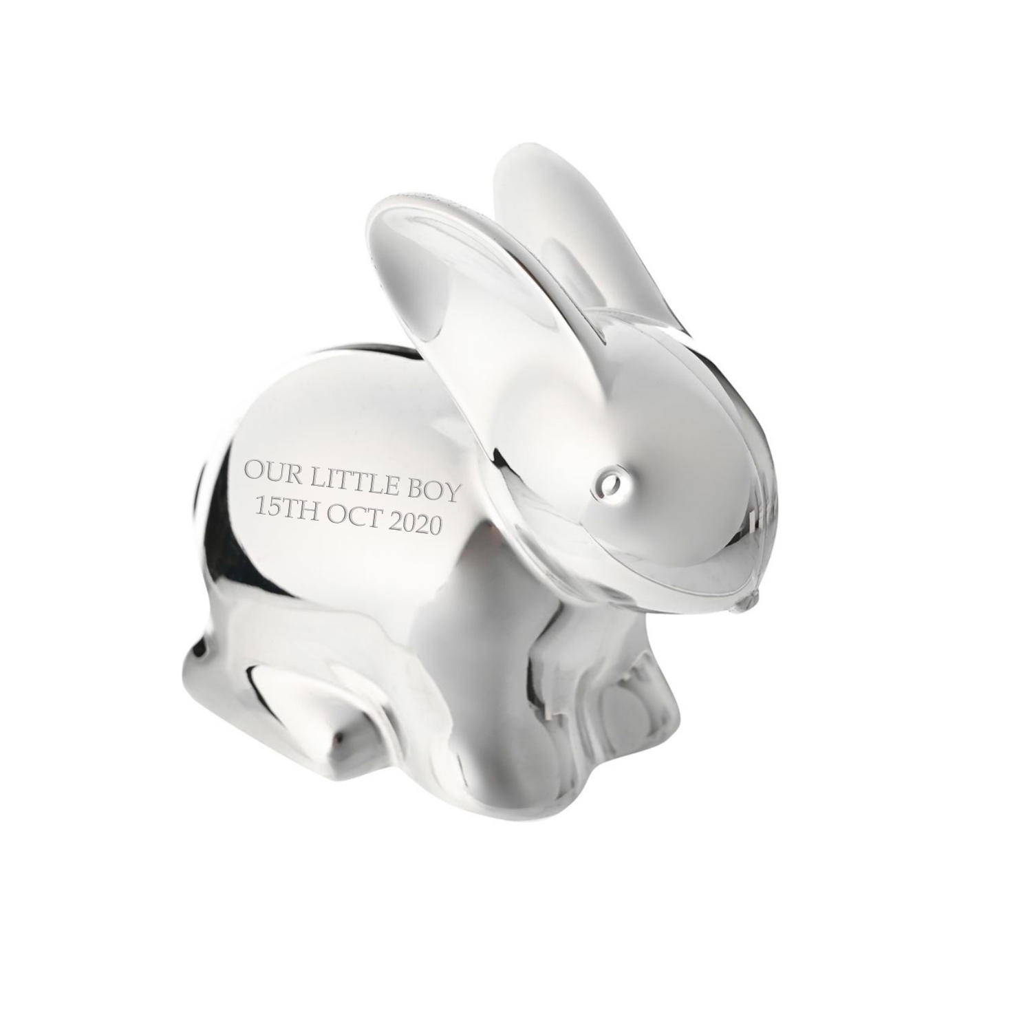 Personalised Silver Plated Rabbit Money Box
