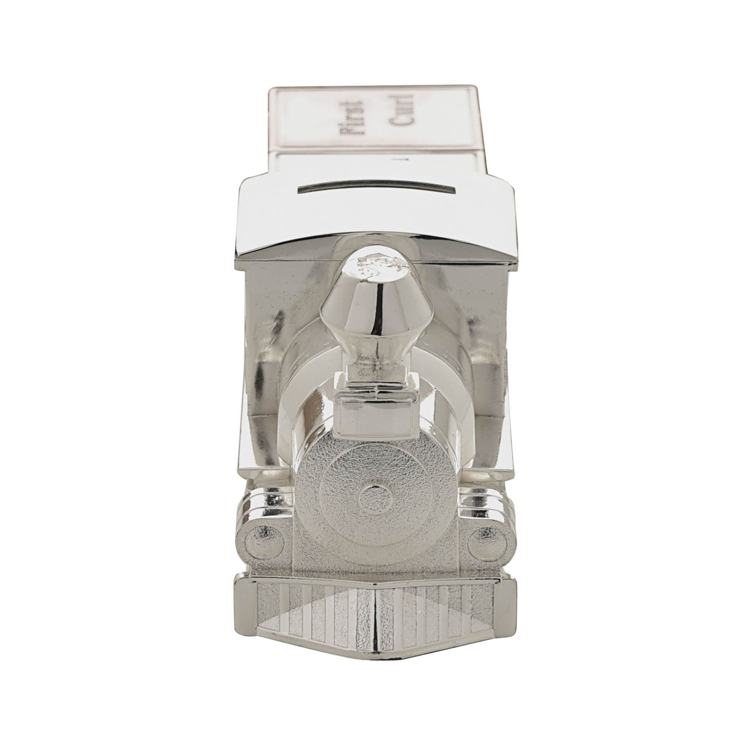 Personalised Silver Plated Train Money Box with First Tooth and Curl Carriage