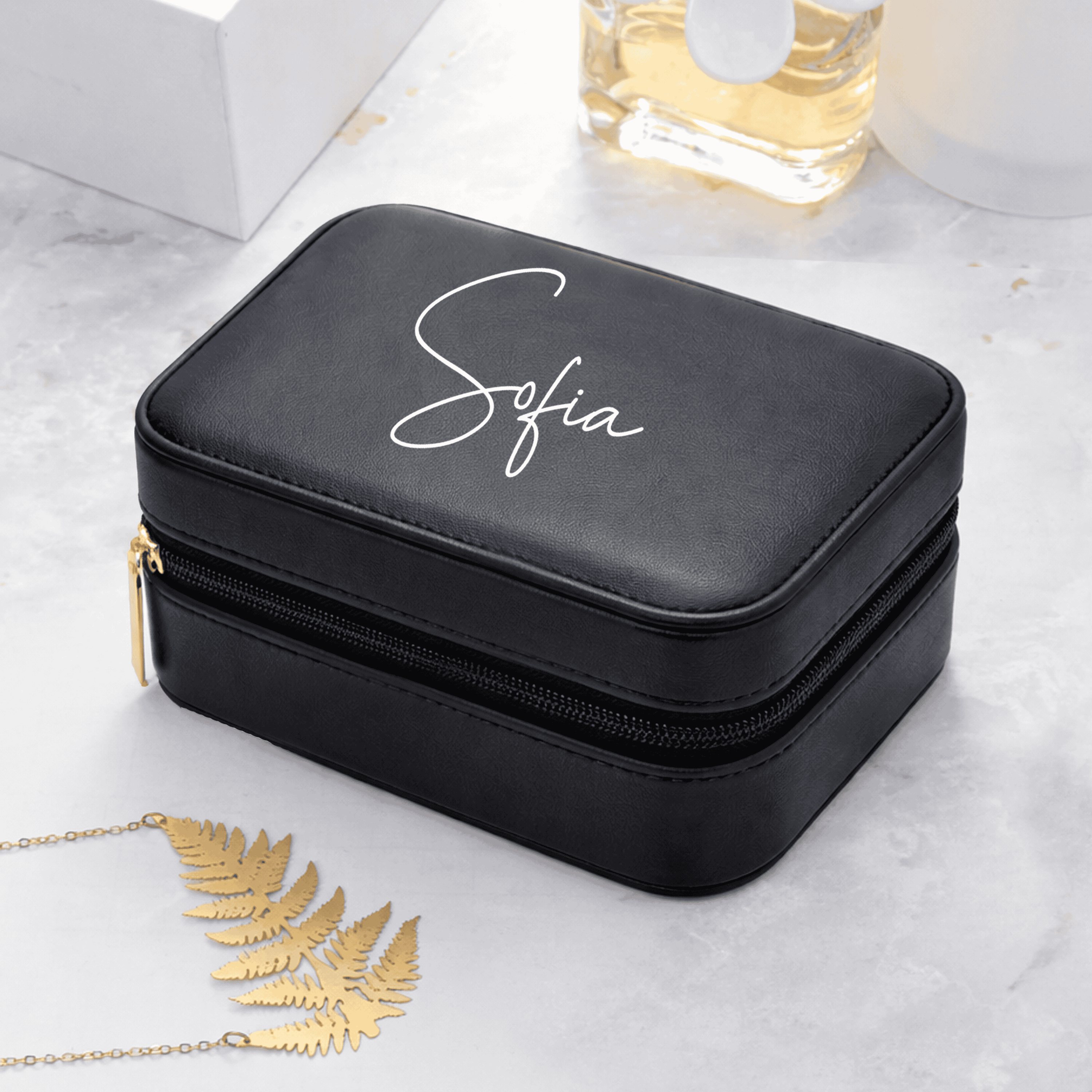 Personalised Black Leatherette Jewellery Box