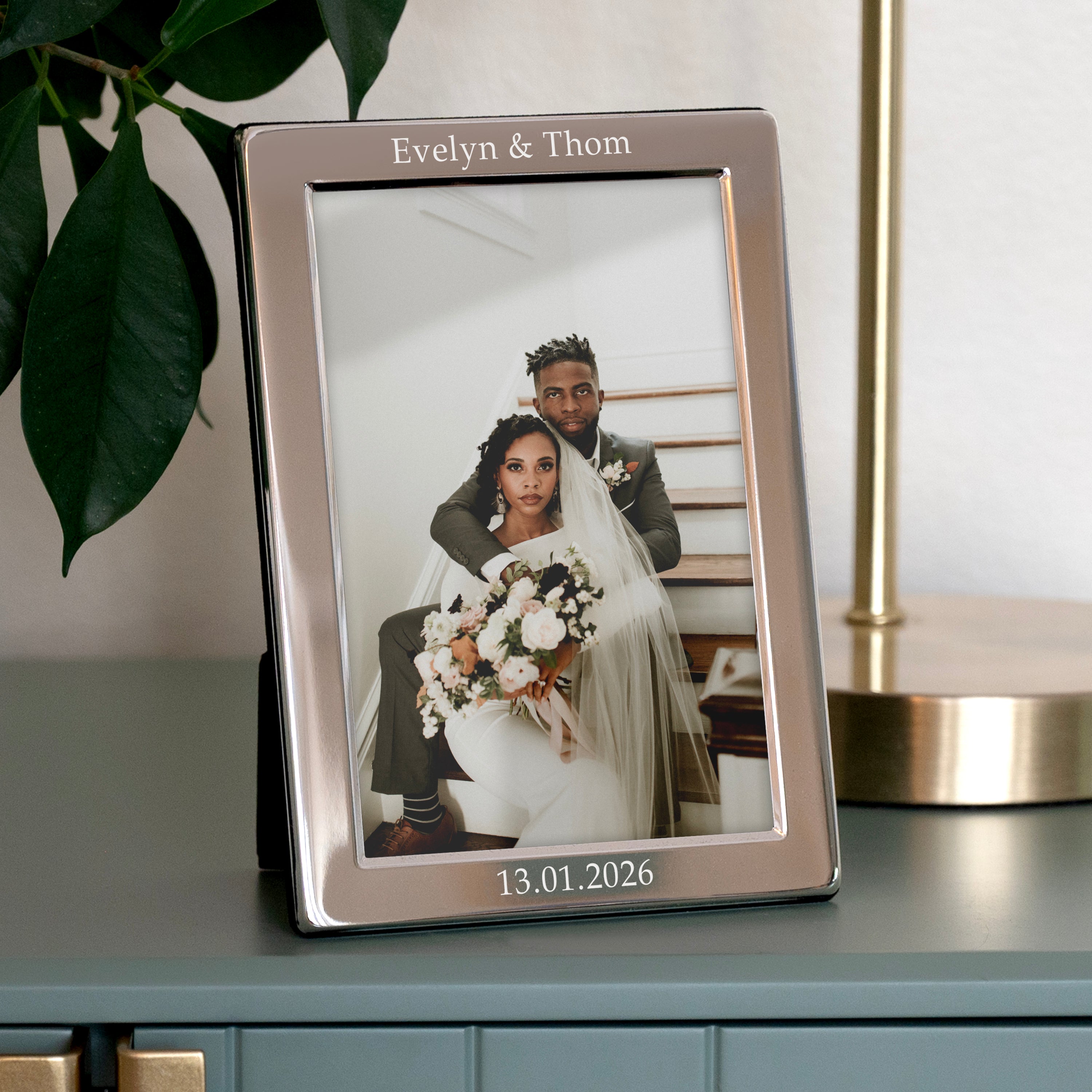 Personalised Silver Plated Portrait Photo Frame