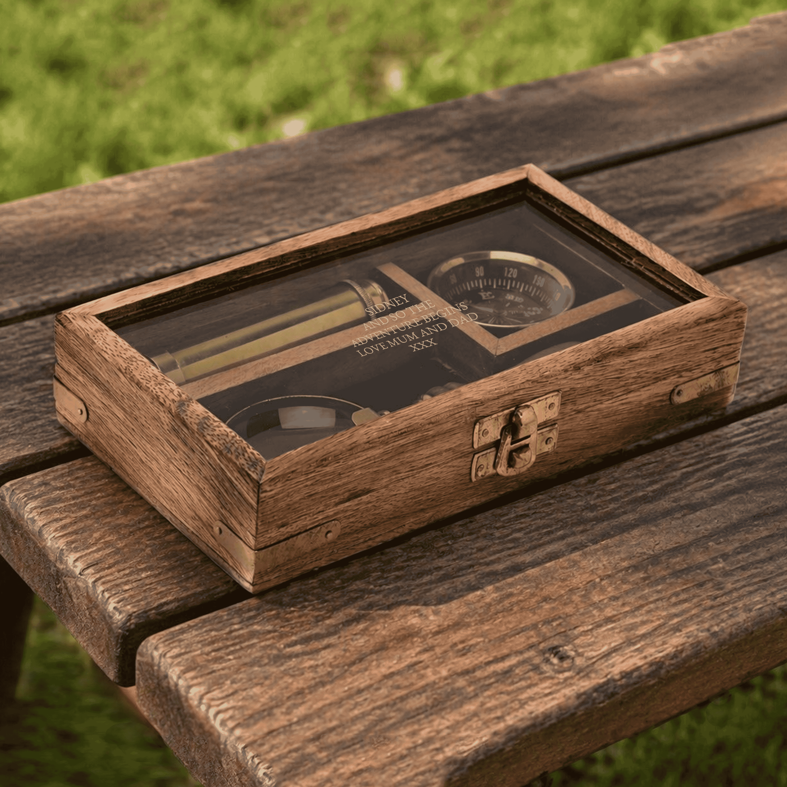 Personalised Classic Brass Explorer Gift Set